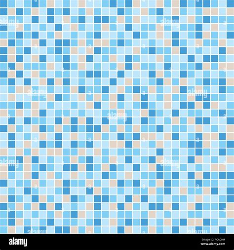 Blue And Beige Ceramic Tile Mosaic In Swimming Pool Vector Seamless