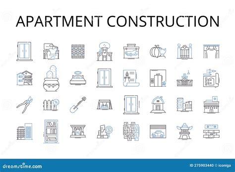 Apartment Construction Line Icons Collection House Building Office