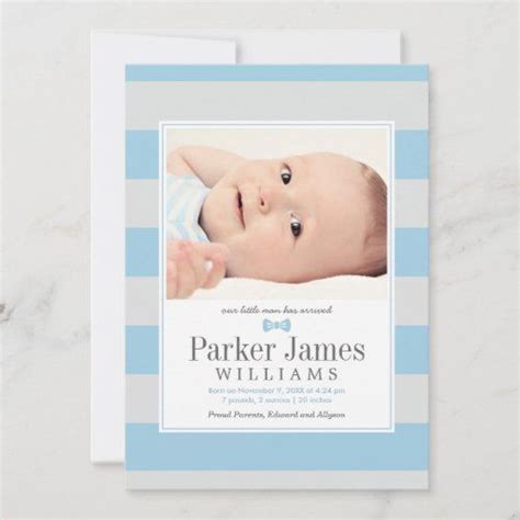 Unser Kleiner Blauer Grauer Handlicher Babyjunge Ank Ndigung Zazzle