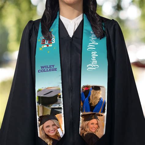 Personalized Congrats 2024 Graduation Stole Custom Photo Graduation Sash T