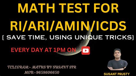 MOCK TEST 122 MATH FOR RI AMIN OSSC CGL ICDS EXAM YouTube