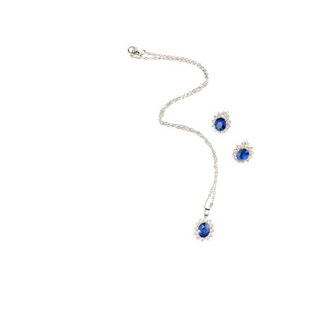 Sapphire & Diamond Necklace and Earring Set Royal Inspired Jewelry Set by Princess Diana and ...