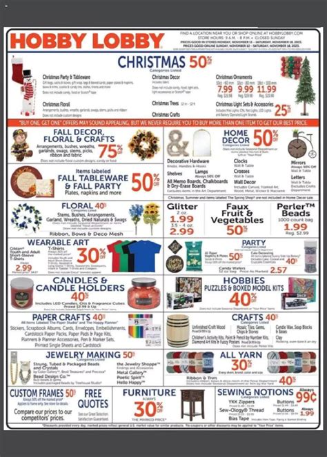 Hobby Lobby Weekly Ad Weekly Ad Deals Valid Until Nov