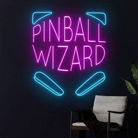 Handmadetneonsign Pinball Wizard Neon Sign Pinball Retro Led Light