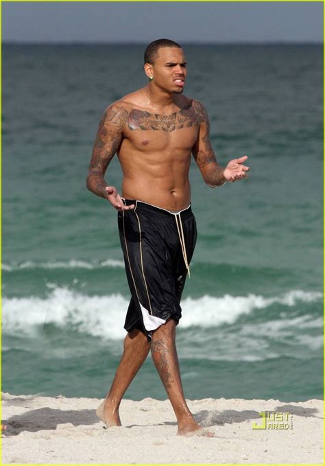 Chris Brown Shirtless Miami Beach Bum Chris Brown Photo