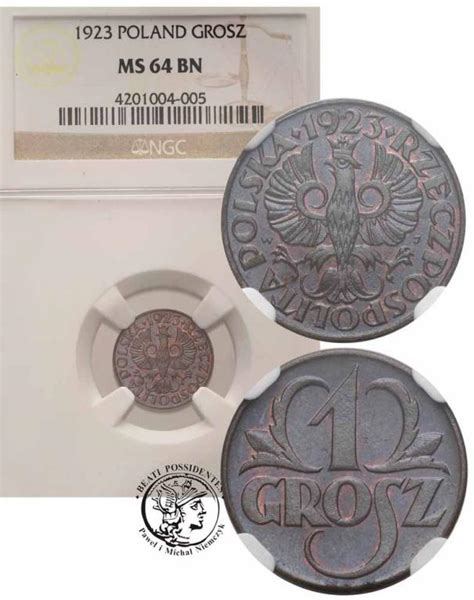 Polska II RP 1 Grosz 1923 NGC MS64 BN Archiwum Niemczyk Pl