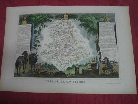 VIENNE HAUTE Carte Du Département EN COULEURS Divisée En