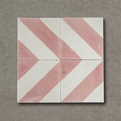 Cross Stripe Pink Handmade Encaustic Cement Floor Tile Otto Tiles