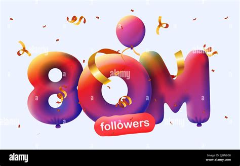 Banner With 80M Followers Thank You In Form 3d Red Balloons And