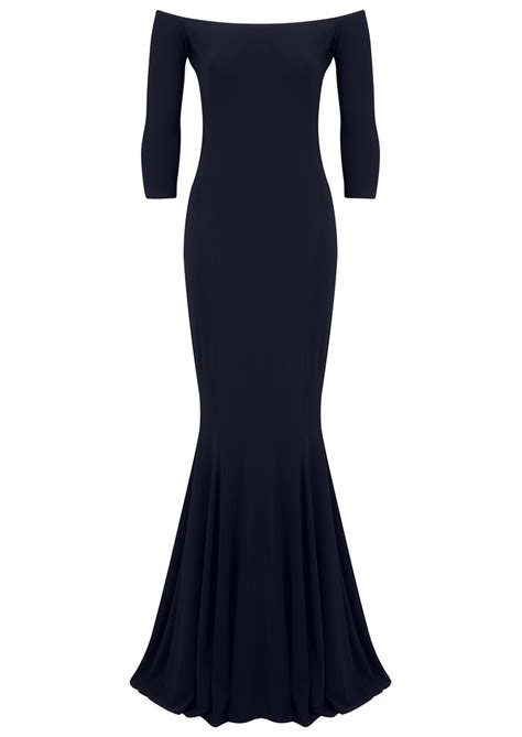 NORMA KAMALI Off Shoulder Fishtail Gown Midnight