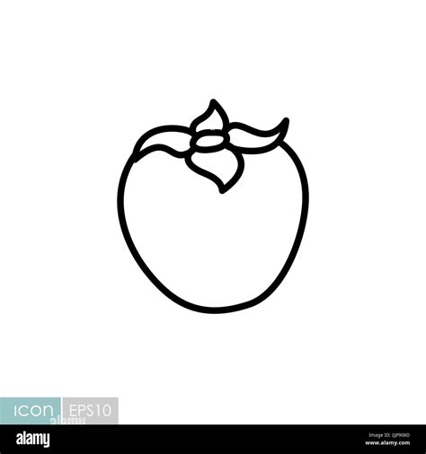 Persimmon Kaki Or Sharon Fruit Vector Icon Graph Symbol For Food And