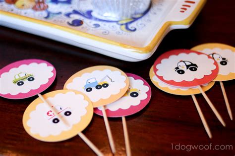 DIY Cupcake Toppers Using Cardstock and Stickers - One Dog Woof