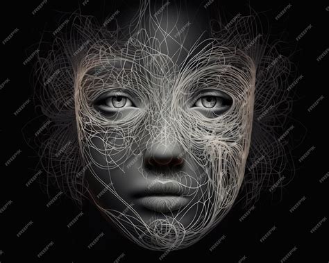 Premium Ai Image Abstract Digital Human Face With White Line Connection Generative Artificial