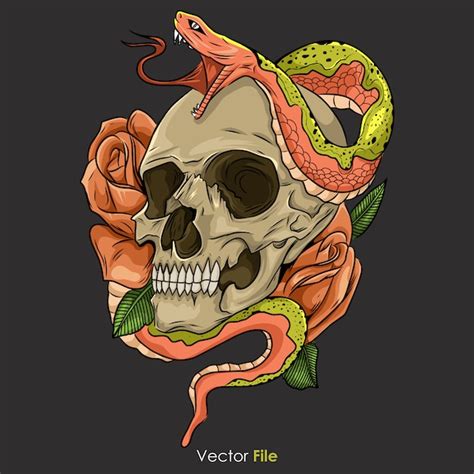 Premium Vector Skull With Snake Illustration