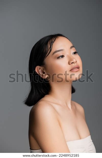 Pretty Asian Woman Bare Shoulders Nude Stock Photo Shutterstock