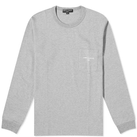 Comme Des Garçons Homme Long Sleeve Pocket Logo T Shirt Top Grey End Us