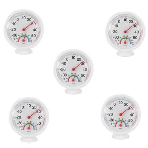 SODIAL 5X Thermometre Hygrometre Aiguille Cadran Rond TESTEUR Exterieur