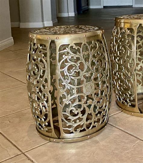 Pair Asian Brass Round Garden Stools For Sale At 1stdibs