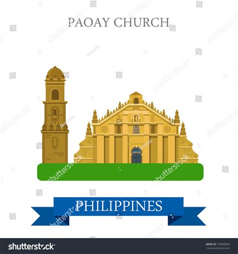 Paoay Church Philippines Flat Cartoon Style Stock Vector (Royalty Free ...