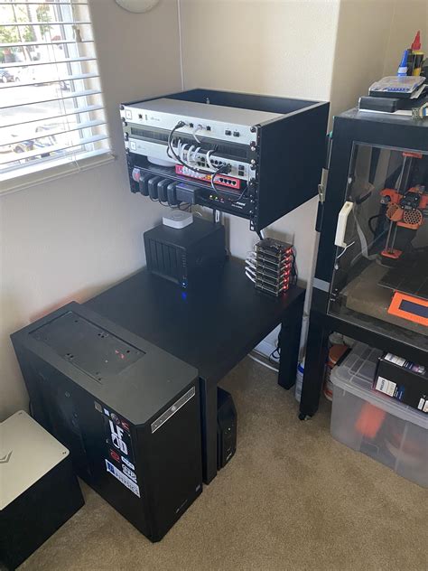 Modern Home Office Setup with Network and Server
