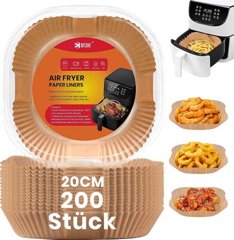 BISNIE Backpapier für Heißluftfritteuse 200 Stück Airfryer Backpapier