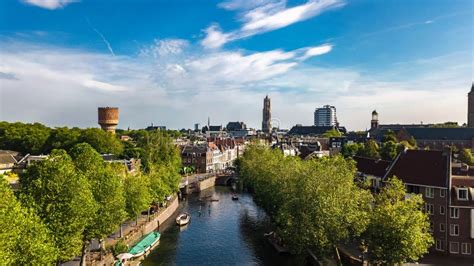 Utrecht Town Erial Drone View From Above Typical Dutch City Skyline