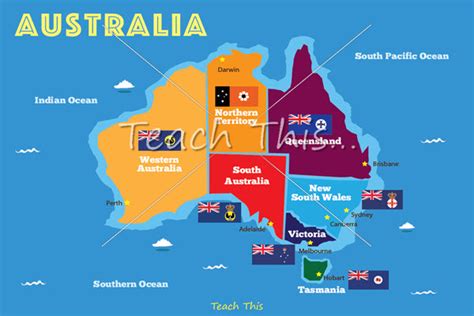 Map of Australia with State Flags Australia For Kids, Happy Australia Day, Australia Flag ...