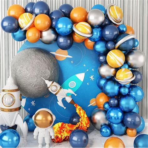 Astronaut Balloon Garland Arch Kit Blue Orange Balloons Space Etsy In