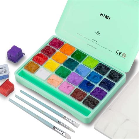 Buy Himi Gouache Paint Set 24 Colors X 30ml1oz With 3 Brushes And A