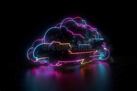 Neon Cloud Revolutionizing Data Interaction With 3d Rendering Stock