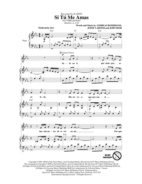 Si Tu Me Amas By Il Divo Ttbb Digital Sheet Music Sheet Music Plus