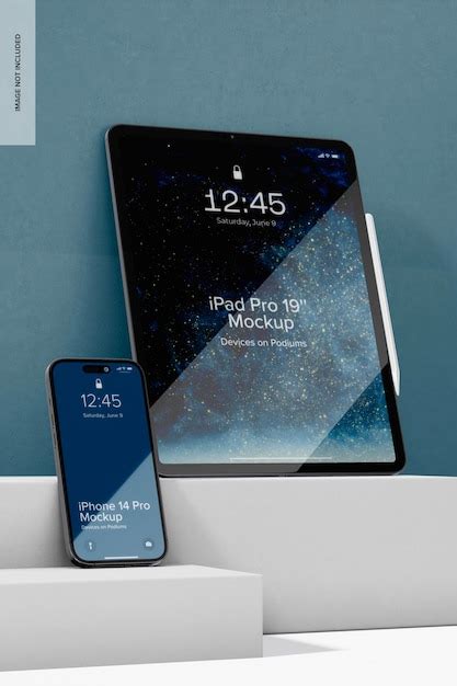 Maqueta De Ipad Con Iphone 14 Vista Lateral Archivo PSD Premium
