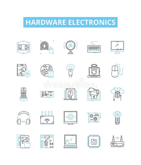 Hardware Electronics Vector Line Icons Set Hardware Electronics