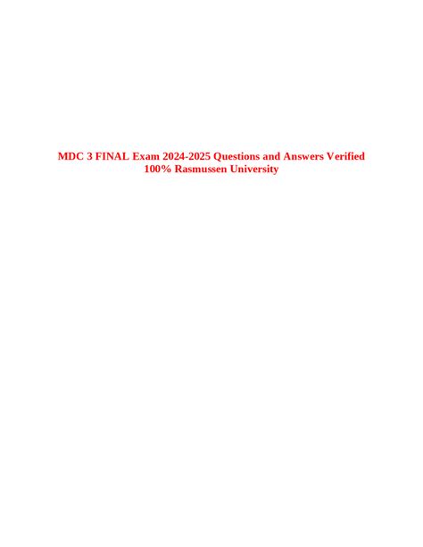 MDC 3 FINAL Exam 2024 2025 Questions And Answers Verified 100