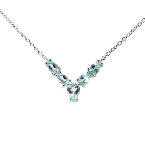 Collier Argent 925 Rhodié Topaze bleue traitée Poires Ref 54872