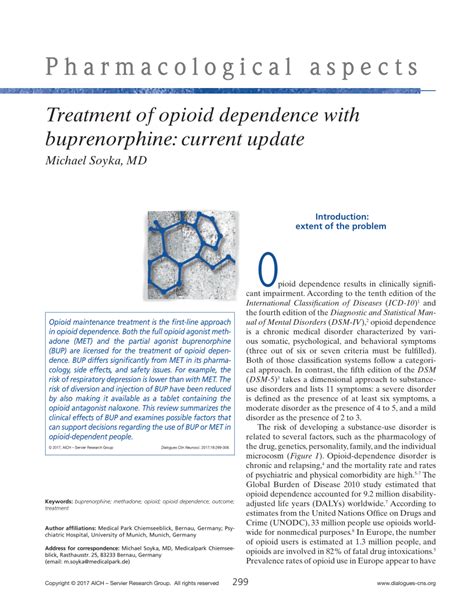 (PDF) Treatment of opioid dependence with buprenorphine: Current update