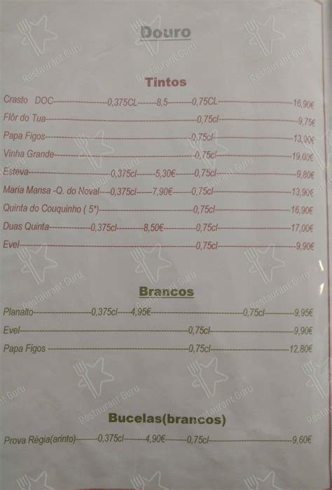 Menu Em Carvoeiro De Carnide Restaurante Lisboa R Neves Costa