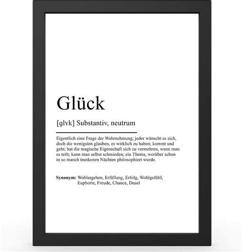 Amazon de Urhome DIN A4 Kunstdruck Definition Glück inkl Rahmen