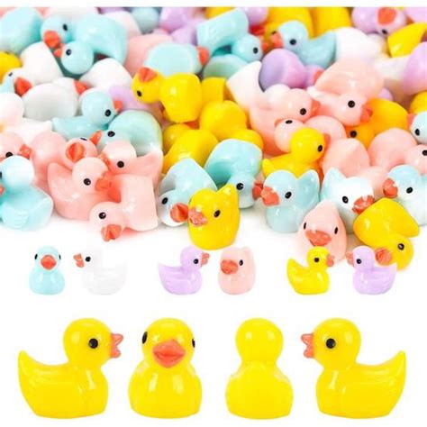 Lot de 100 mini canards en résine Décoration de jardin Mini canards