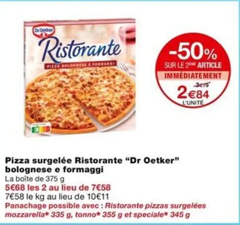 Promo Pizza surgelée Ristorante Dr Oetker bolognese e formaggi chez