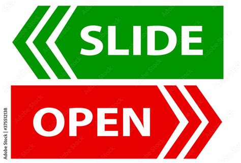 Sliding Door Opening Direction Slide And Open Door Sign Stock