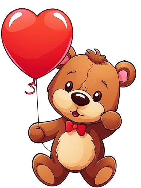 El Dibujo De Un Oso Lindo Y Un Globo De Coraz N Al Estilo De Dibujos