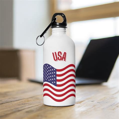 Usa Water Bottle Usa Flag Bottle Patriotic Graphic Bottle Etsy