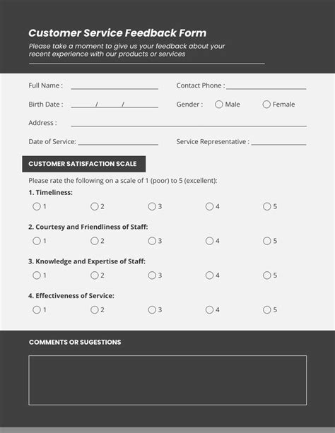 Sample Customer Service Feedback Form Template Venngage