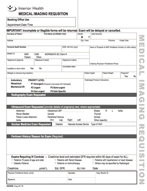 Interior Health Medical Imaging Requisition 2019 World Oscar