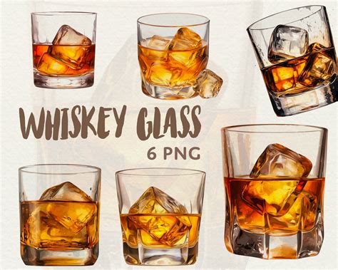 Whiskey Bourbon Glass Clipart Watercolor Cocktail Bourbon Glass Drinks ...