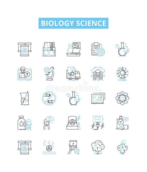 Biologie Science Vectorielle Ligne Icônes Ensemble Biologie Science