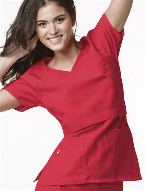 Wonderwink Four Stretch Raglan Sleeve Mock Wrap Scrub Top In 2023