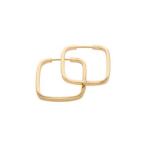 Brinco De Ouro 18k Argola Quadrada plus PP FÁBRICA DO OURO ATACADO