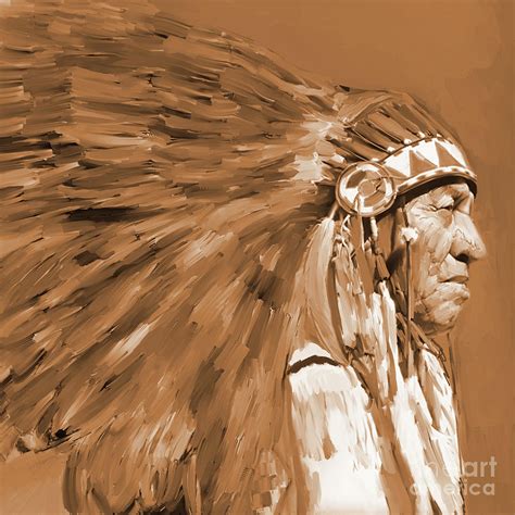 American Indian Sepia Painting By Gull G Fine Art America